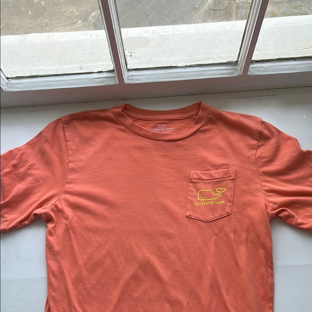 Vineyard Vines Kids Orange Tee with Yellow Logo